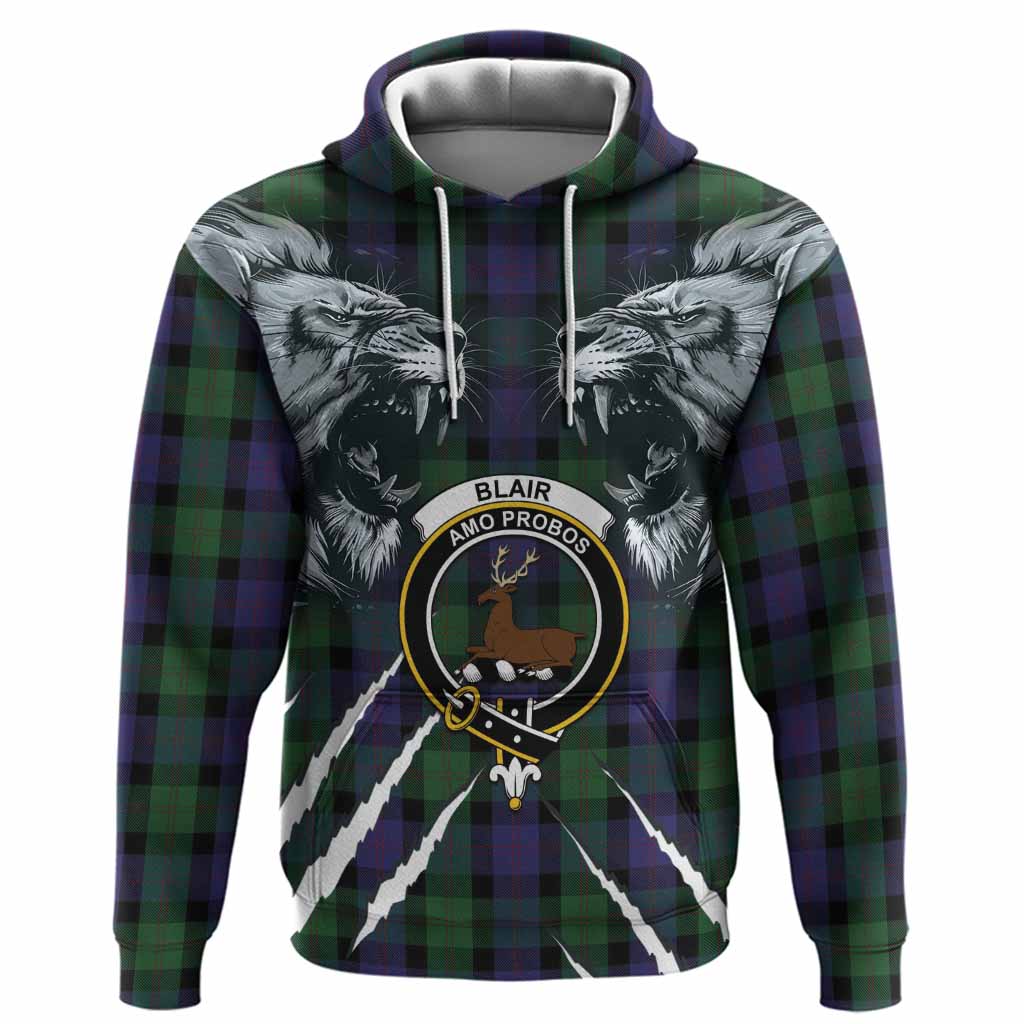 Blair Tartan Crest Hoodie Ferocious Lion Style