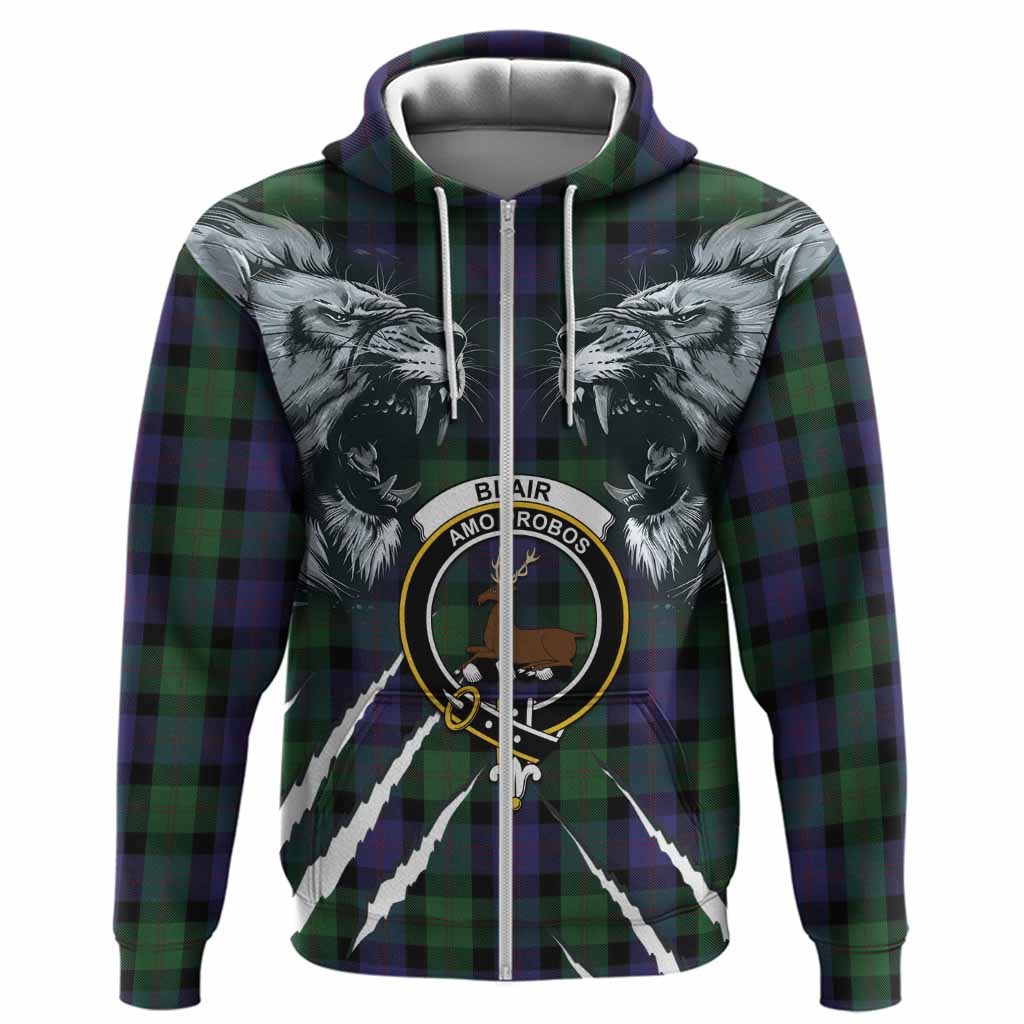 Blair Tartan Crest Hoodie Ferocious Lion Style