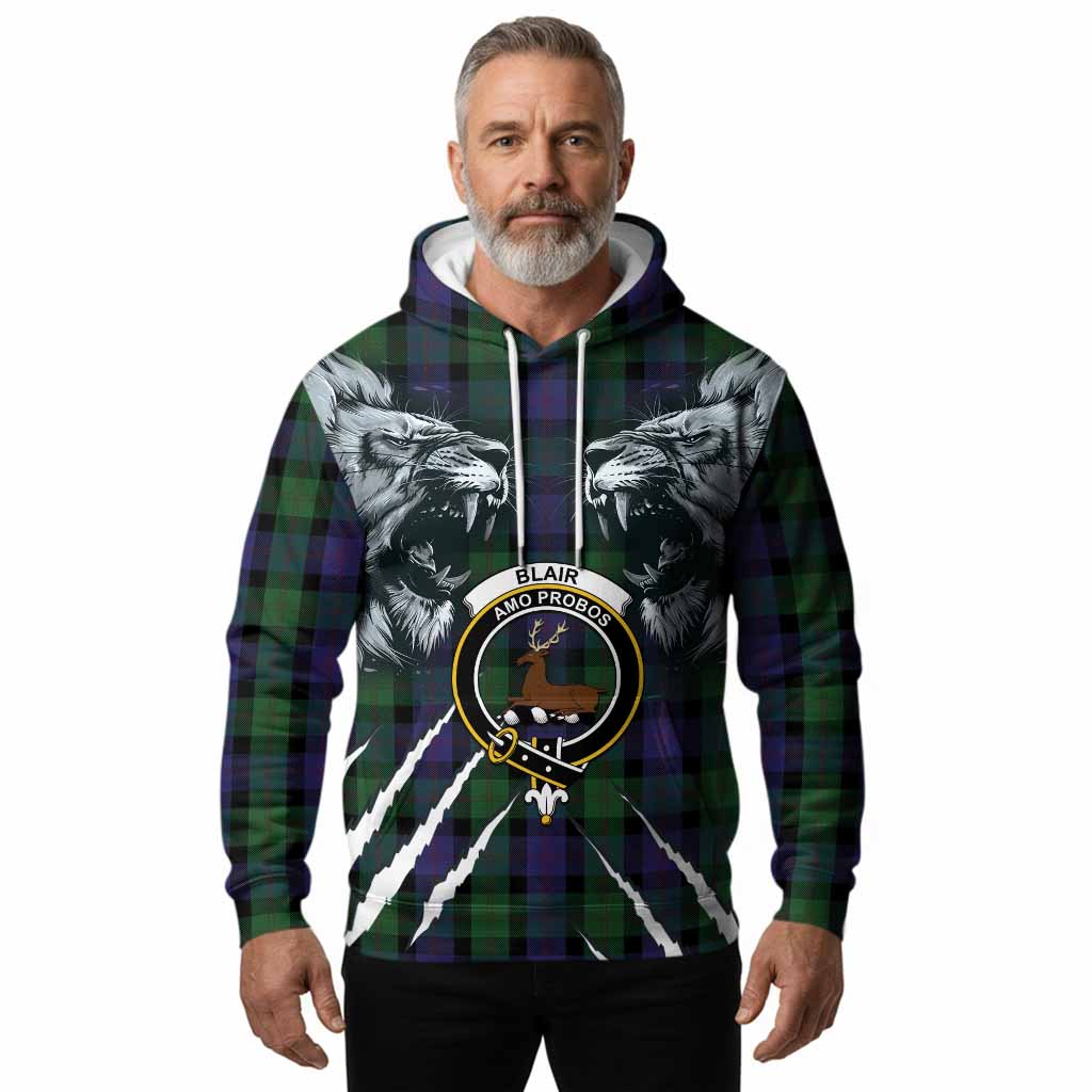 Blair Tartan Crest Hoodie Ferocious Lion Style