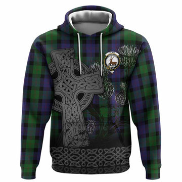 Blair Tartan Crest Hoodie Grunge Celtic Cross Scottish Thistle