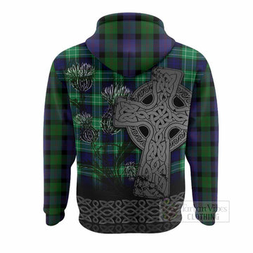 Blair Tartan Crest Hoodie Grunge Celtic Cross Scottish Thistle