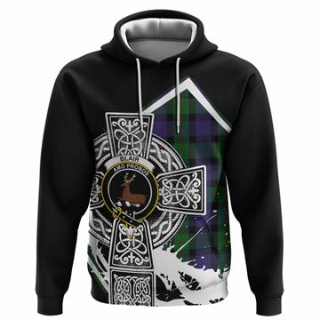 Blair Tartan Crest Hoodie Scottish Celtic Cross Heritage