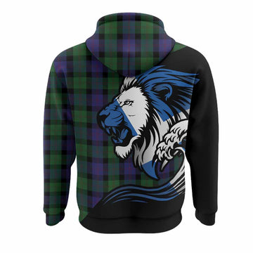 Blair Tartan Crest Hoodie Scottish Golden Lions Wave Flow