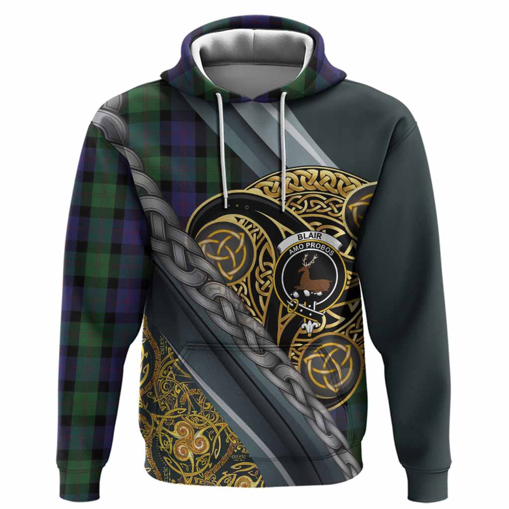 Blair Tartan Crest Hoodie Scottish Triskele Celtic