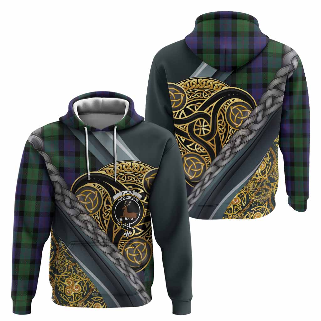 Blair Tartan Crest Hoodie Scottish Triskele Celtic