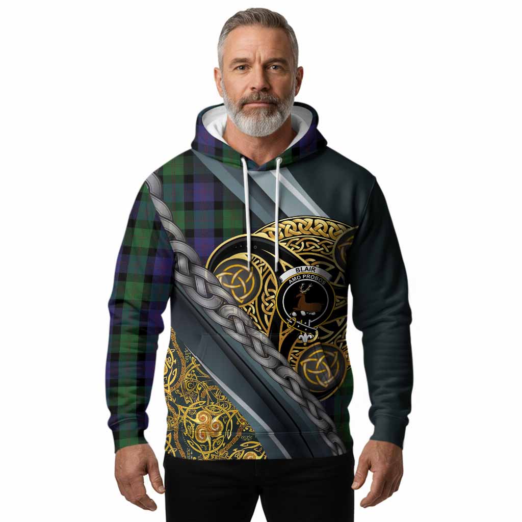 Blair Tartan Crest Hoodie Scottish Triskele Celtic