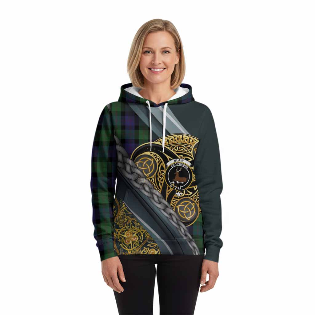 Blair Tartan Crest Hoodie Scottish Triskele Celtic