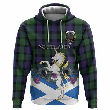 Blair Tartan Crest Hoodie Scottish Unicorn With Thistle