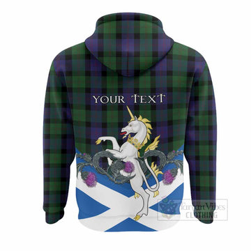 Blair Tartan Crest Hoodie Scottish Unicorn With Thistle