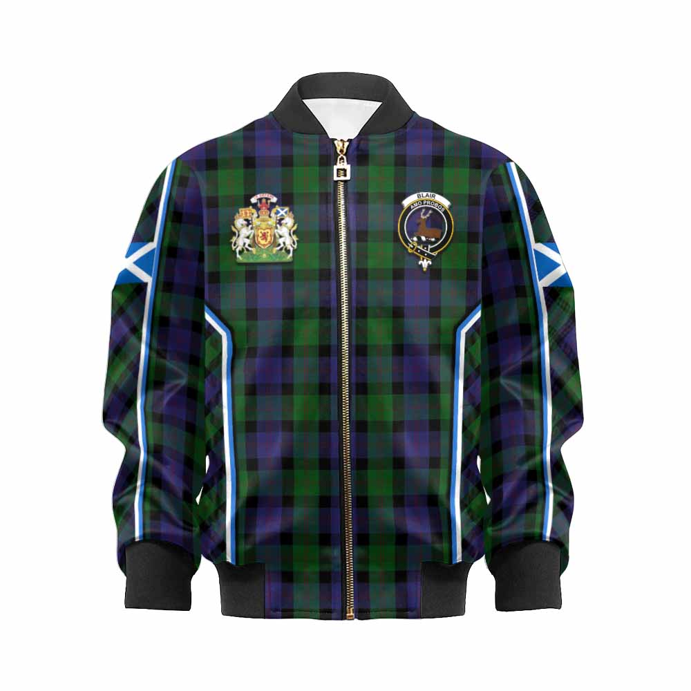 Blair Tartan Crest Kid Bomber Jacket Scotland Coat of Arm Flag Style - Tartan Vibes Clothing