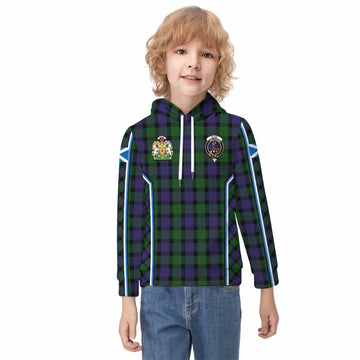 Blair Tartan Crest Kid Hoodie Scotland Coat of Arm Flag Style - Tartan Vibes Clothing