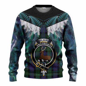 Blair Tartan Crest Knitted Sweater New Zealand Maori Korowai Cloak