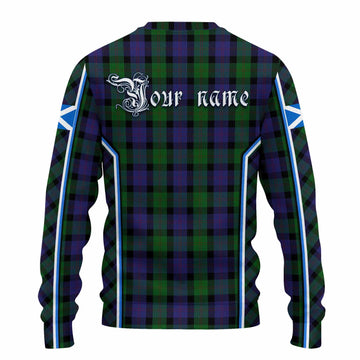 Blair Tartan Crest Knitted Sweater Scotland Coat of Arm Flag Style