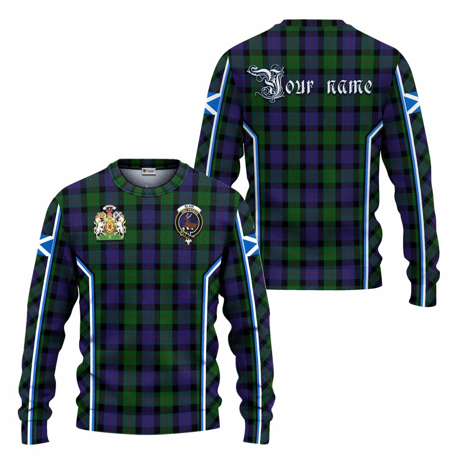 Blair Tartan Crest Knitted Sweater Scotland Coat of Arm Flag Style - Tartan Vibes Clothing