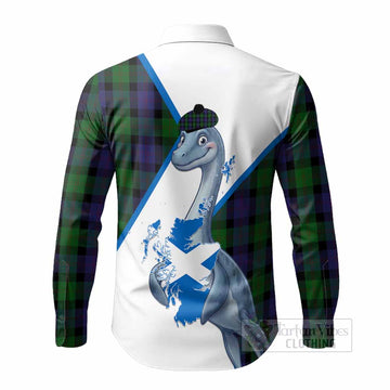 Blair Tartan Crest Loch Ness Monster Long Sleeve Button Shirts Nessie Scottish Map Tha Gradh Agam Air Alba