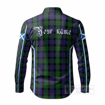 Blair Tartan Crest Long Sleeve Button Shirts Scotland Coat of Arm Flag Style