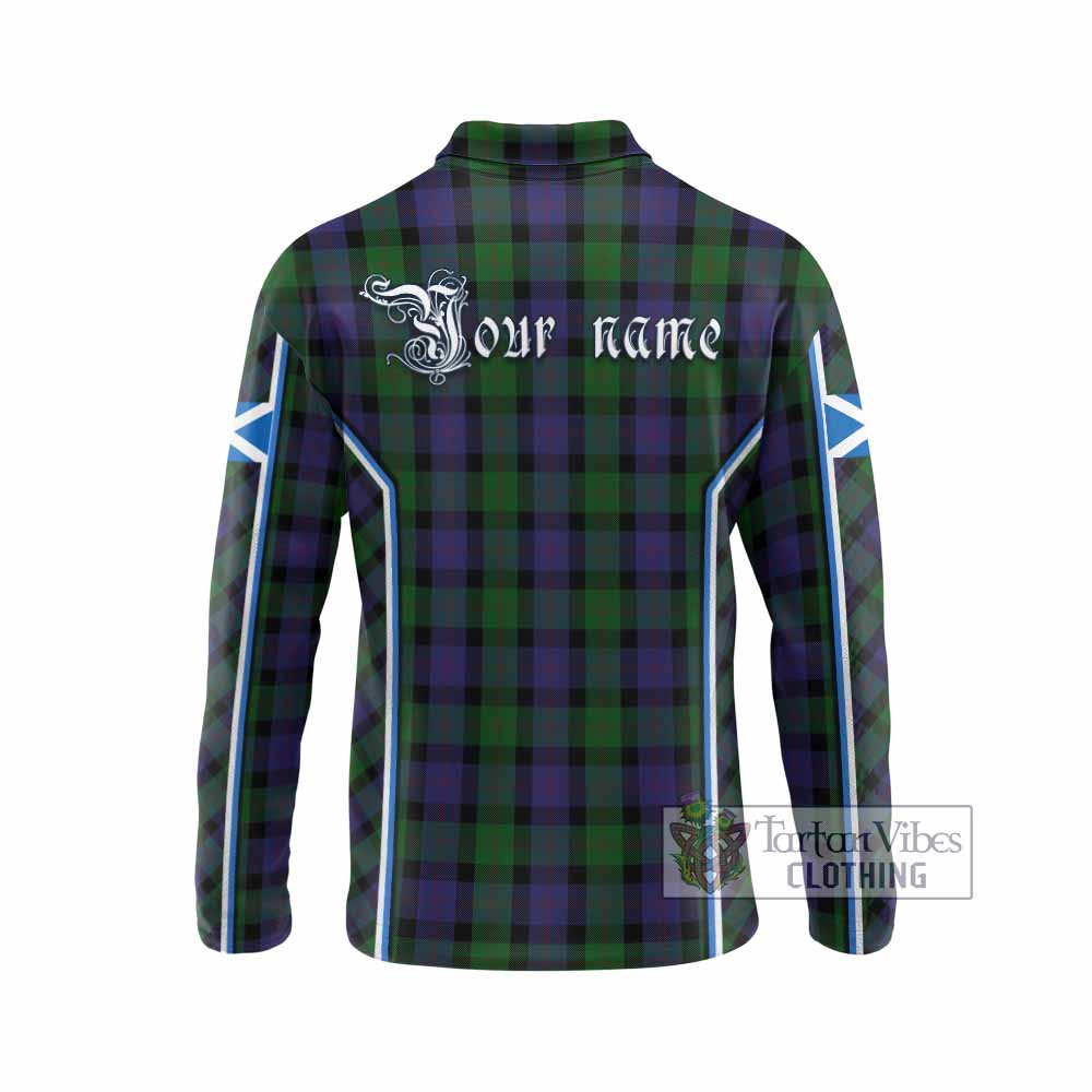 Blair Tartan Crest Long Sleeve Polo Shirt Scotland Coat of Arm Flag Style - Tartan Vibes Clothing