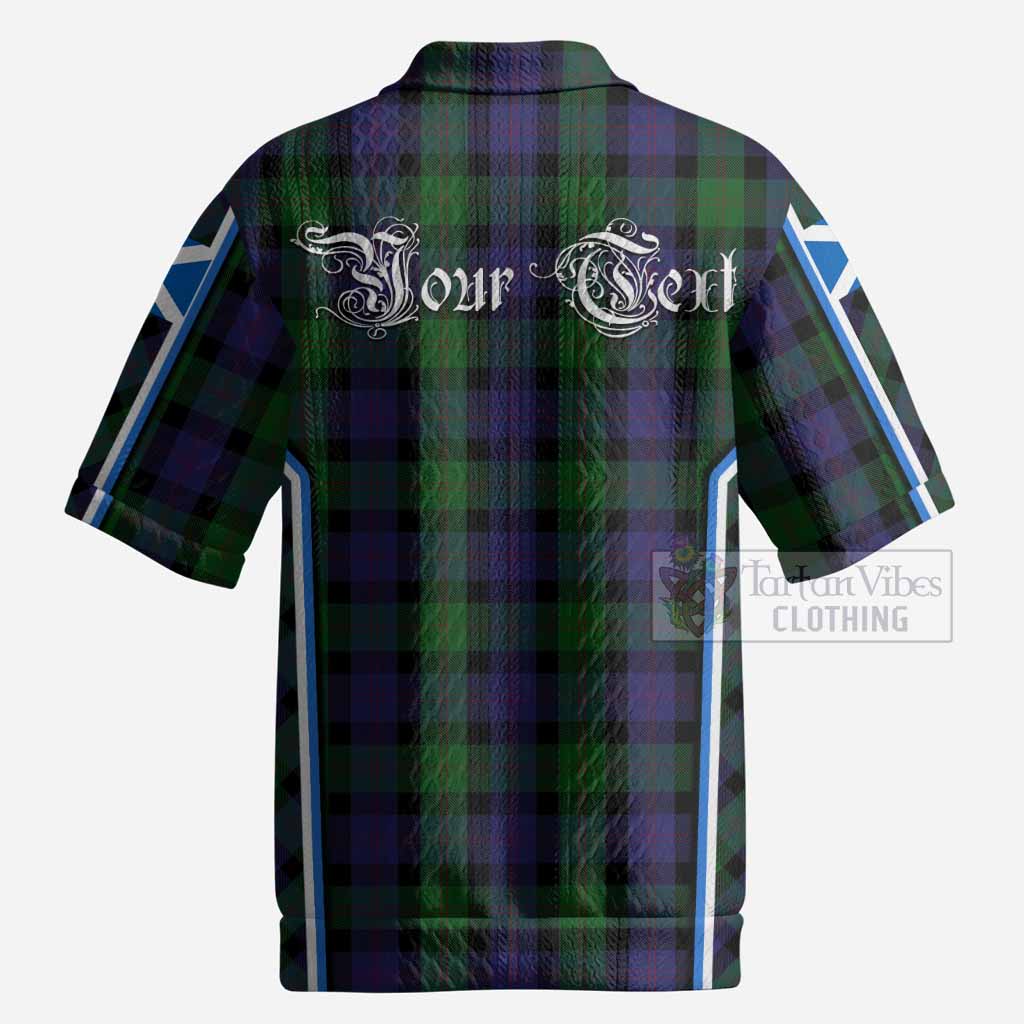 Blair Tartan Crest Men’s Polo Sweater Top Scotland Coat of Arm Flag Style