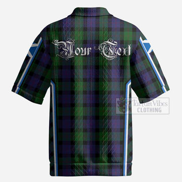 Blair Tartan Crest Men’s Polo Sweater Top Scotland Coat of Arm Flag Style