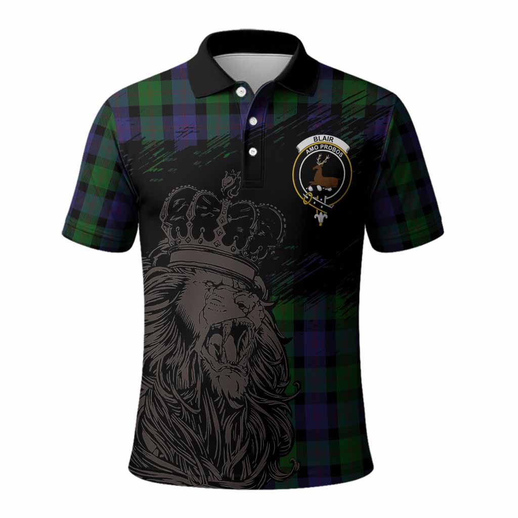 Blair Tartan Crest Polo Shirt Crowned Lion Heritage Style