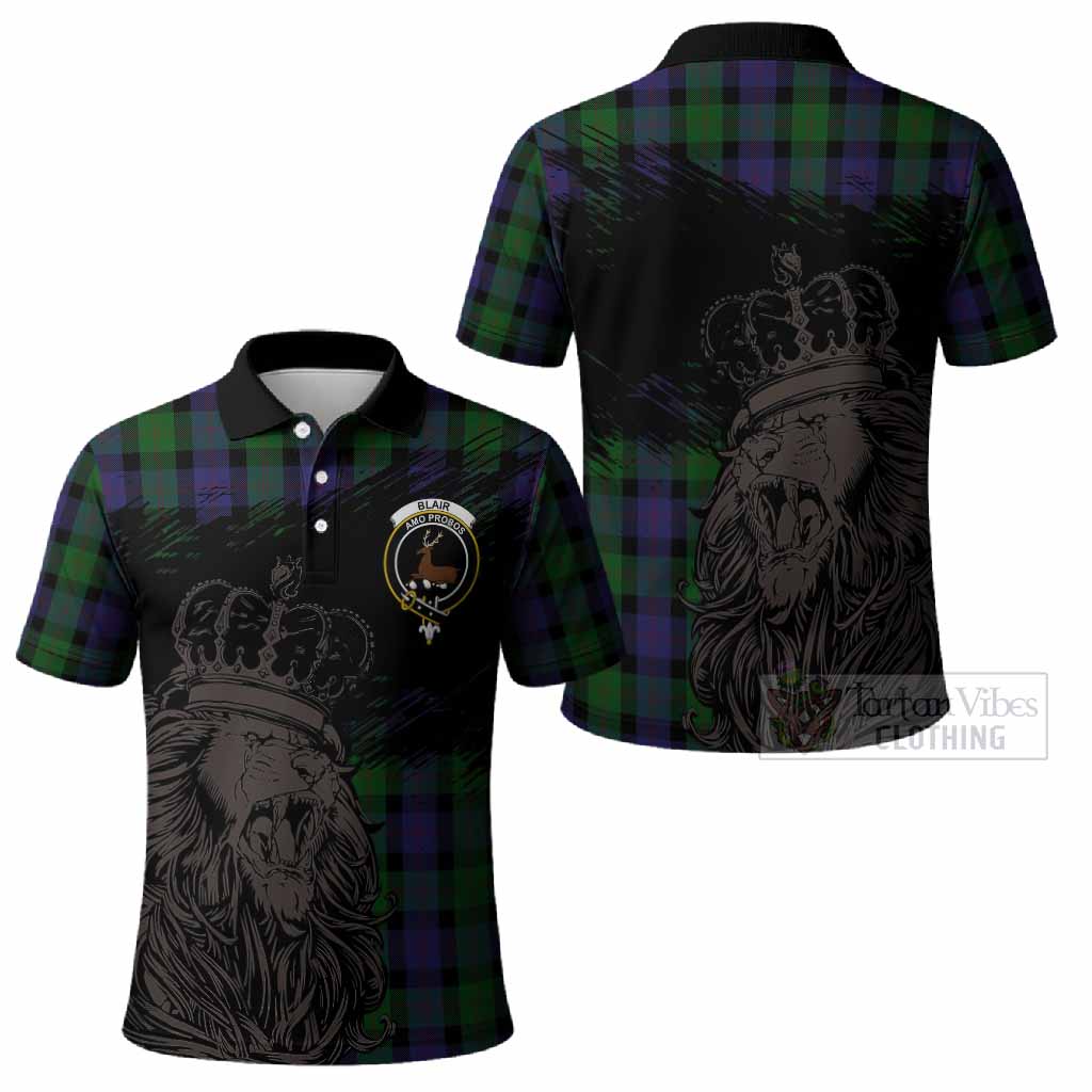 Blair Tartan Crest Polo Shirt Crowned Lion Heritage Style