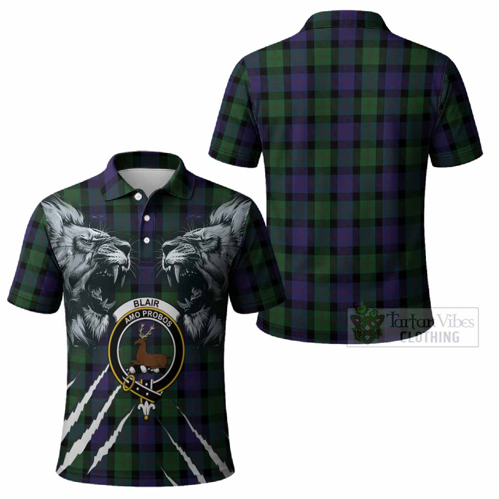 Blair Tartan Crest Polo Shirt Ferocious Lion Style