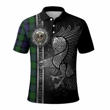 Blair Tartan Crest Polo Shirt Norse Mythology Viking Odin Crow Tattoo