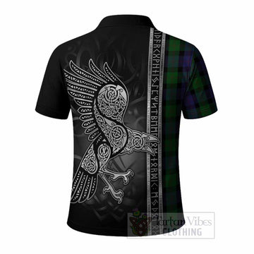 Blair Tartan Crest Polo Shirt Norse Mythology Viking Odin Crow Tattoo