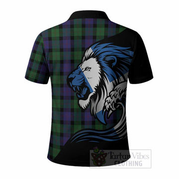 Blair Tartan Crest Polo Shirt Scottish Golden Lions Wave Flow