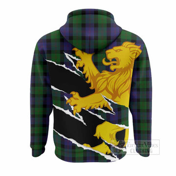 Blair Tartan Crest Scottish Hoodie Heraldic Golden Lion