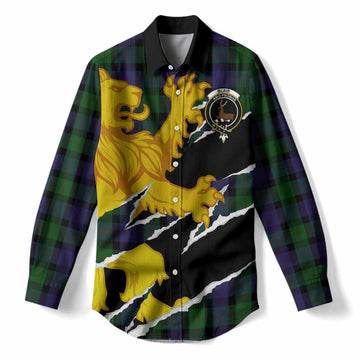 Blair Tartan Crest Scottish Women Casual Shirt Heraldic Golden Lion