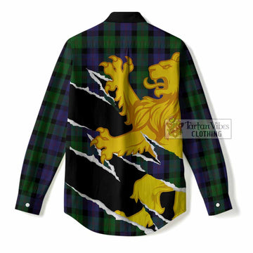 Blair Tartan Crest Scottish Women Casual Shirt Heraldic Golden Lion