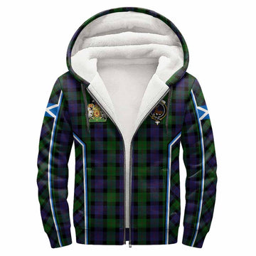 Blair Tartan Crest Sherpa Hoodie Scotland Coat of Arm Flag Style