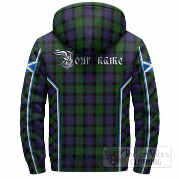 Blair Tartan Crest Sherpa Hoodie Scotland Coat of Arm Flag Style