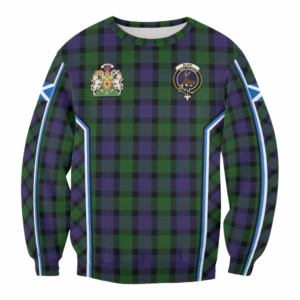 Blair Tartan Crest Sweatshirt Scotland Coat of Arm Flag Style - Tartan Vibes Clothing