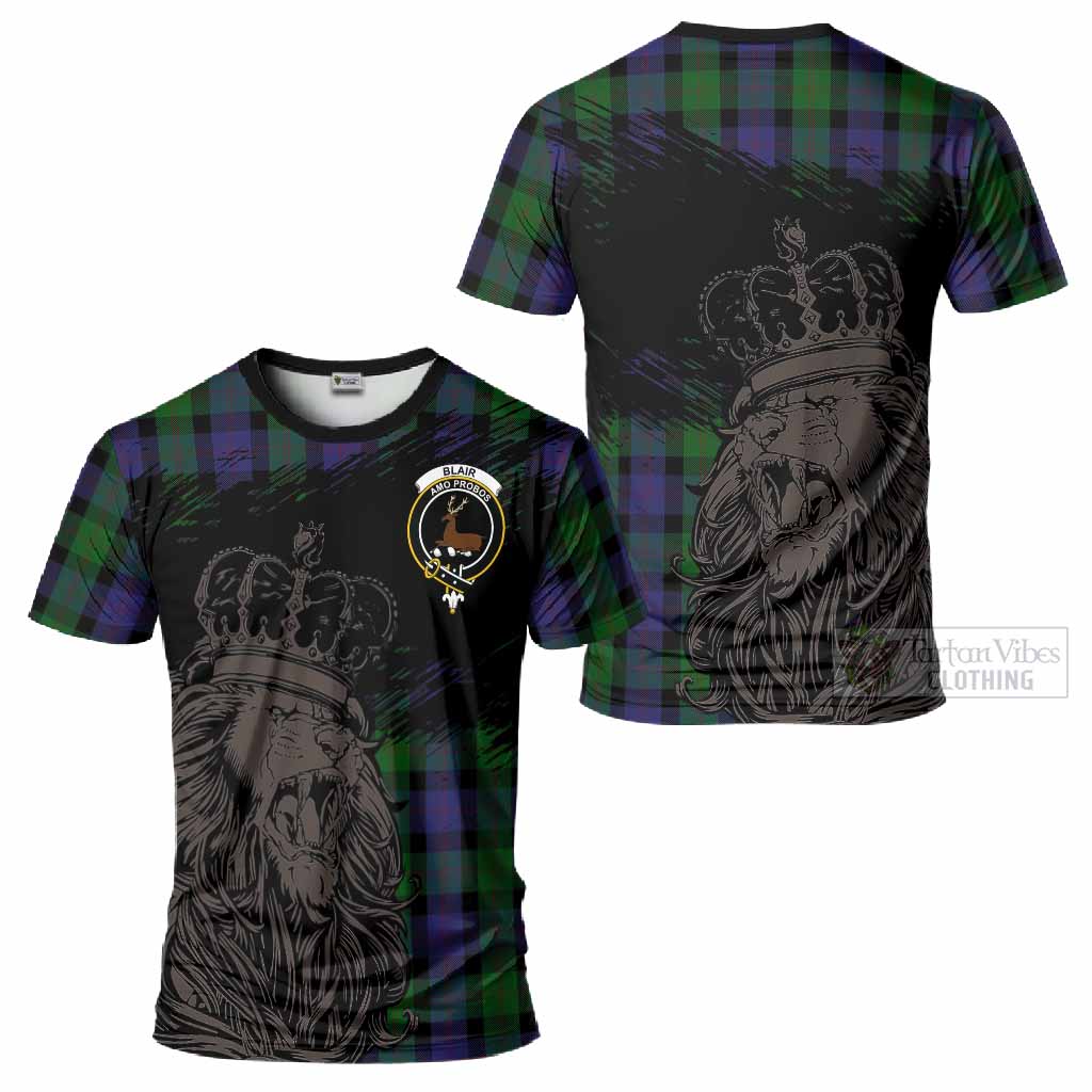 Blair Tartan Crest T-Shirt Crowned Lion Heritage Style