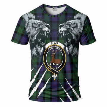 Blair Tartan Crest T-Shirt Ferocious Lion Style