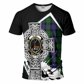 Blair Tartan Crest T-Shirt Scottish Celtic Cross Heritage