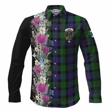 Blair Tartan Crest Thistle Floral Long Sleeve Button Shirts