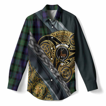 Blair Tartan Crest Women Casual Shirt Scottish Triskele Celtic
