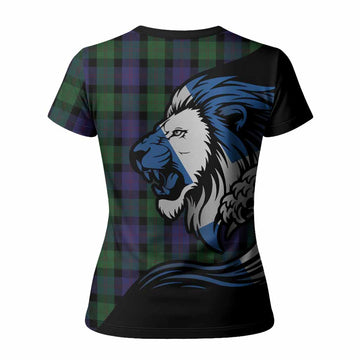 Blair Tartan Crest Women T shirt Scottish Golden Lions Wave Flow