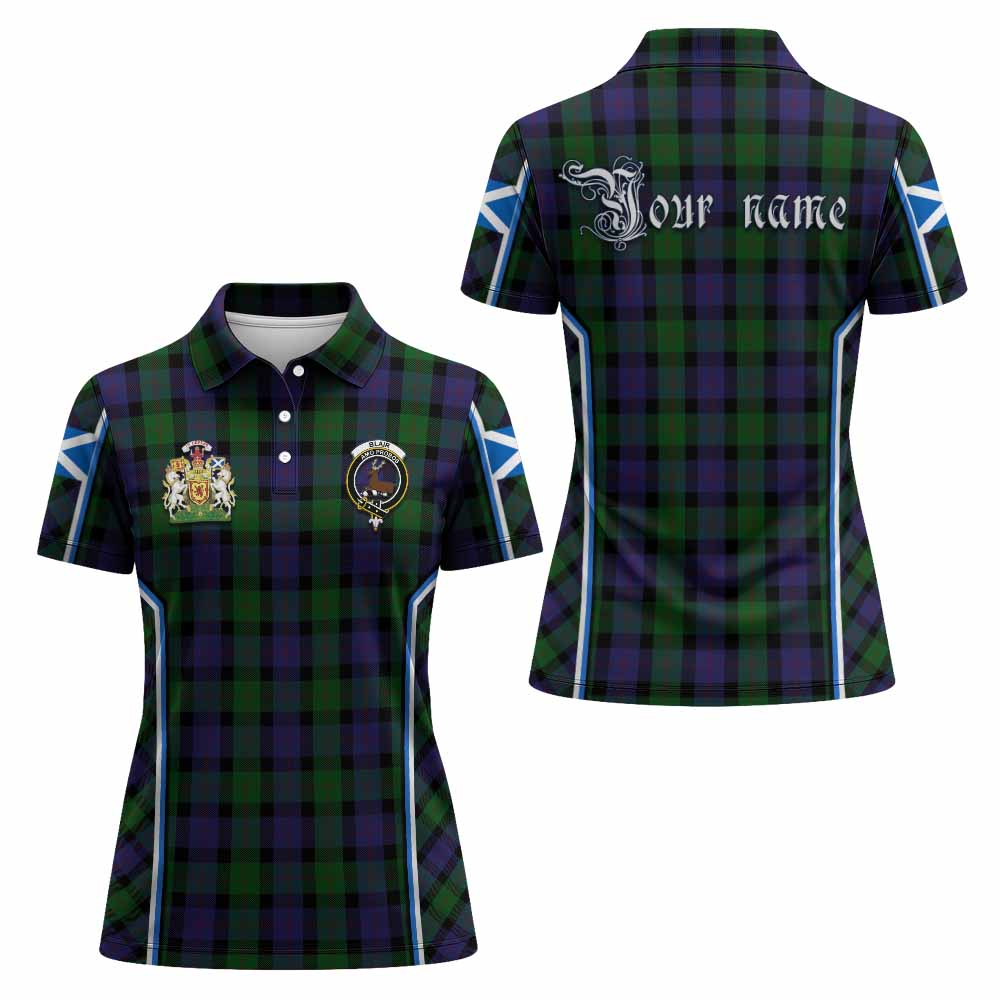 Blair Tartan Crest Women's Polo Shirt Scotland Coat of Arm Flag Style - Tartan Vibes Clothing