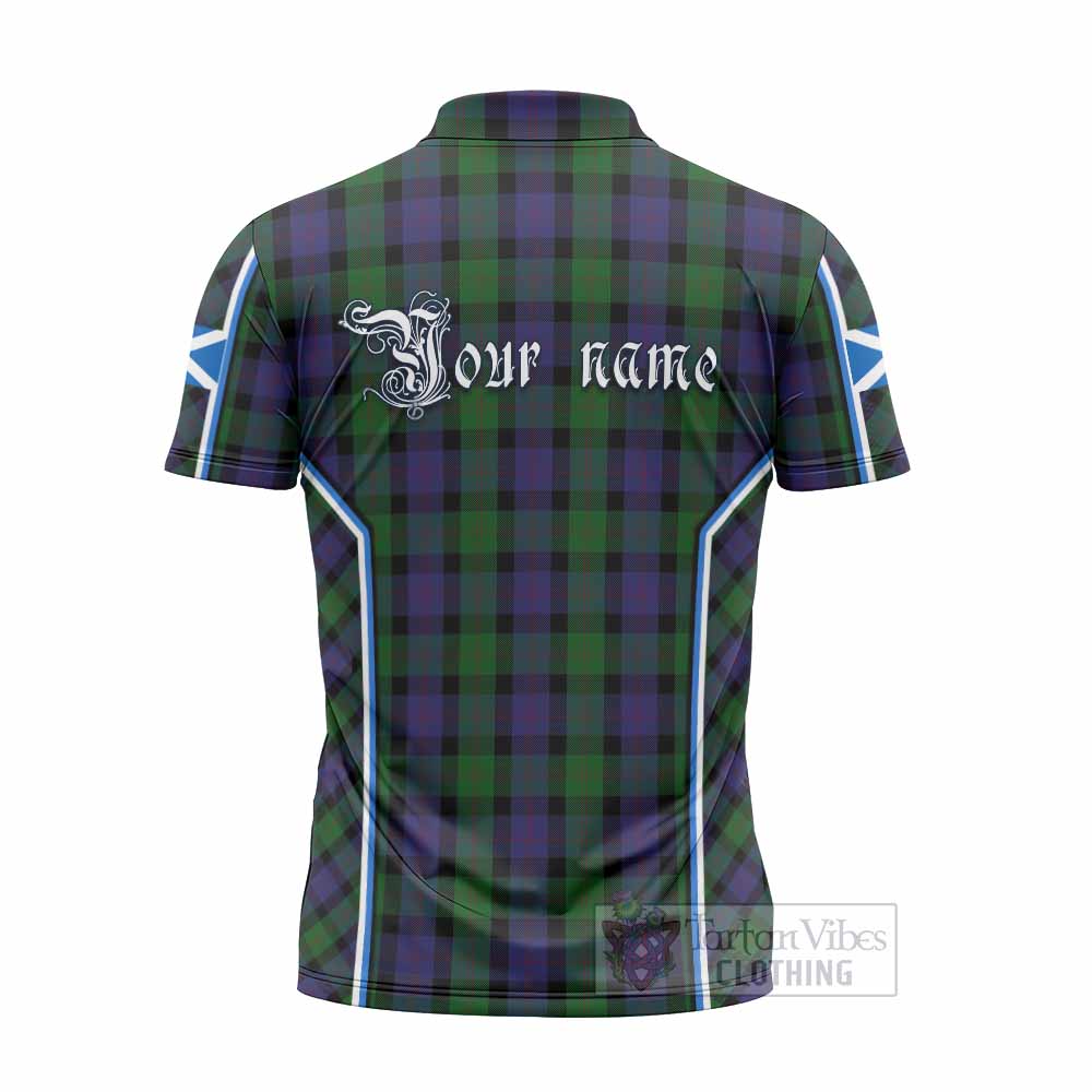 Blair Tartan Crest Zipper Polo Shirt Scotland Coat of Arm Flag Style - Tartan Vibes Clothing