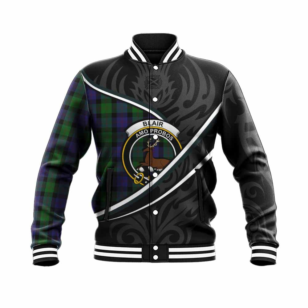 Blair Tartan Family Crest Baseball Jacket Celtic Scottish Thistle Floral - Tartan Vibes Clothing