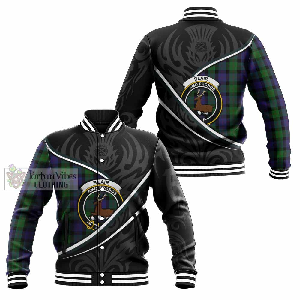 Blair Tartan Family Crest Baseball Jacket Celtic Scottish Thistle Floral - Tartan Vibes Clothing