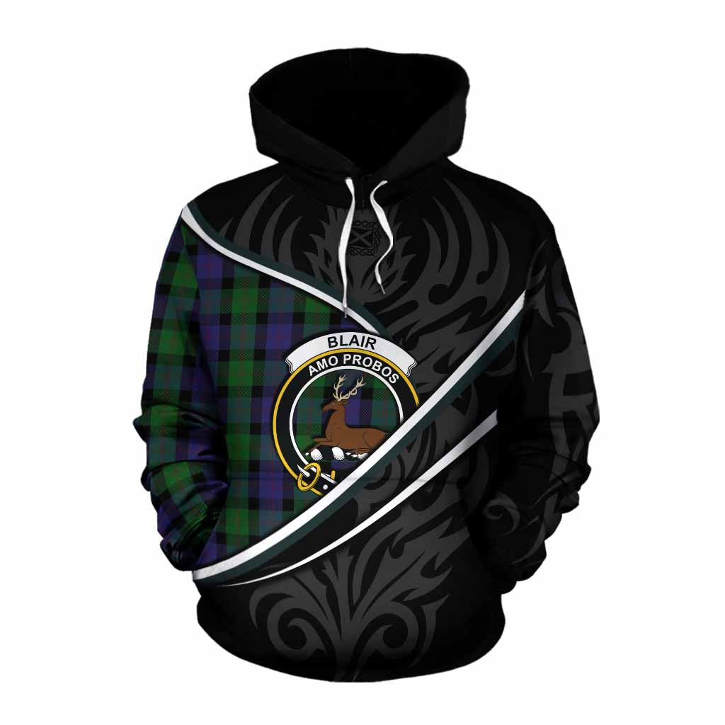 Blair Tartan Family Crest Cotton Hoodie Celtic Scottish Thistle Floral - Tartan Vibes Clothing