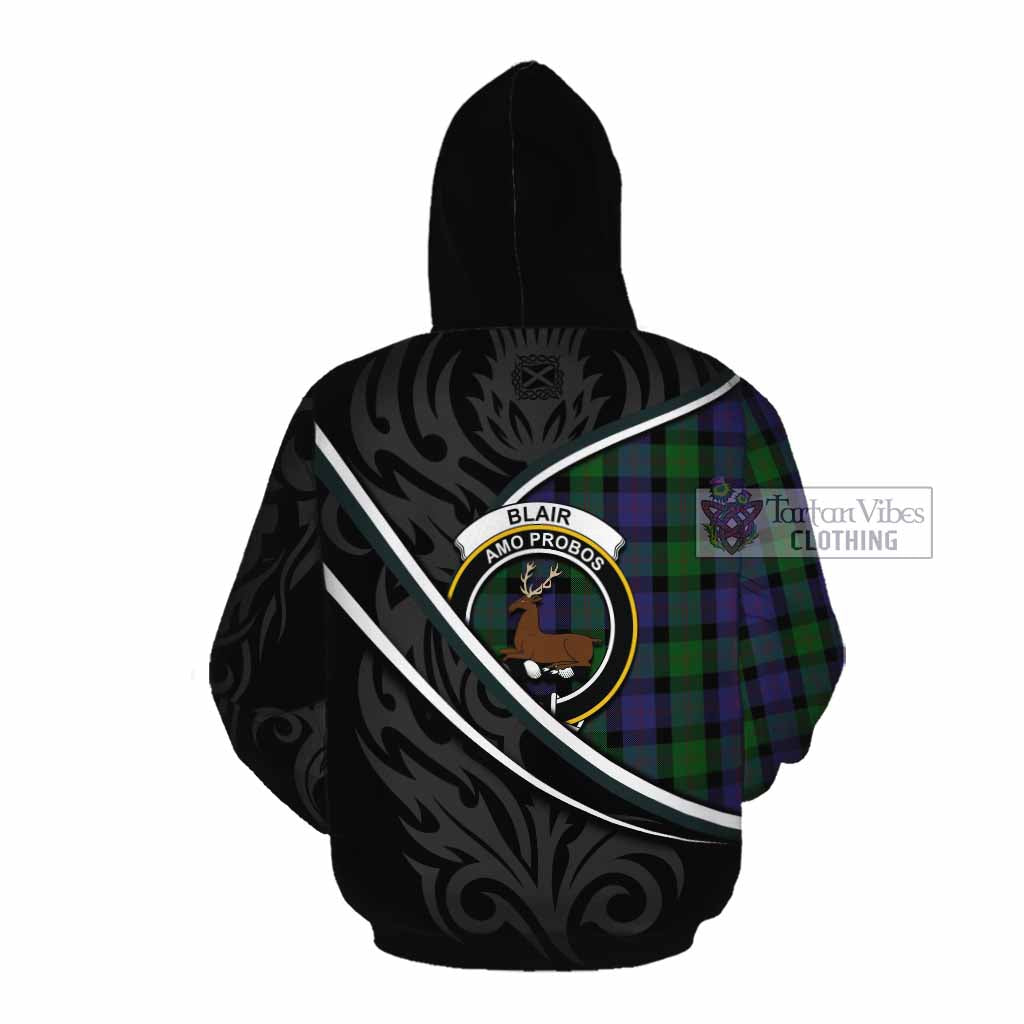 Blair Tartan Family Crest Cotton Hoodie Celtic Scottish Thistle Floral - Tartan Vibes Clothing