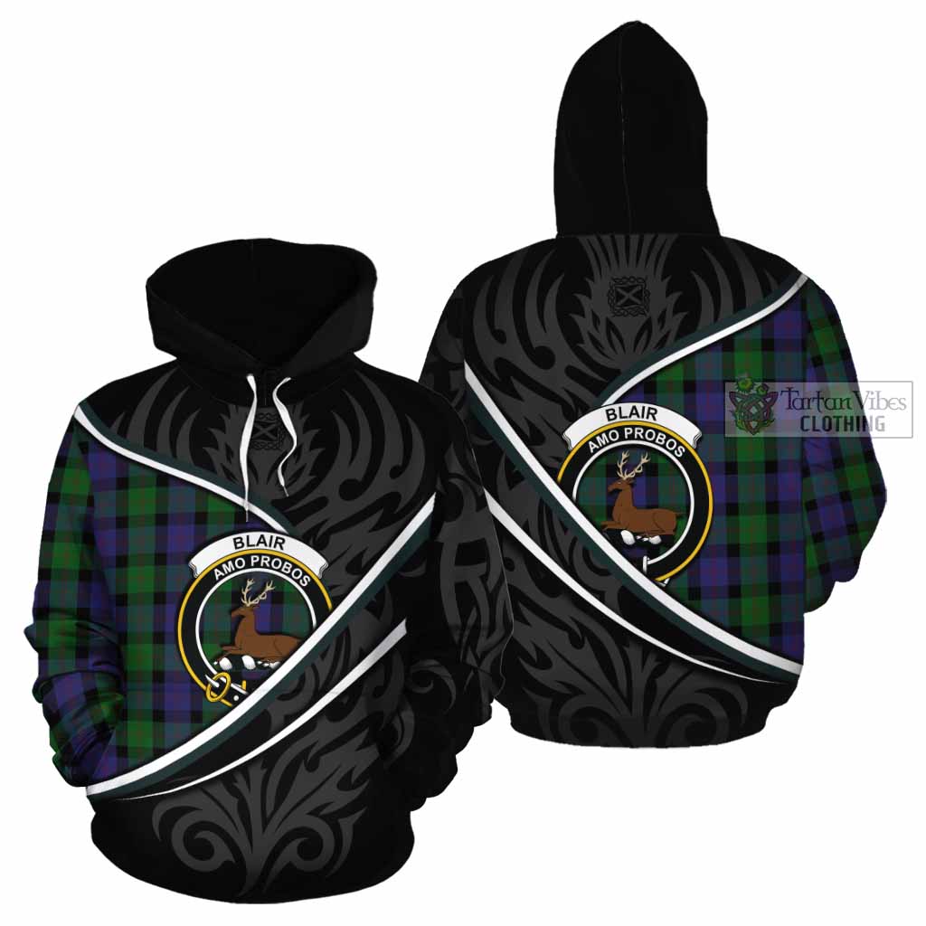 Blair Tartan Family Crest Cotton Hoodie Celtic Scottish Thistle Floral - Tartan Vibes Clothing