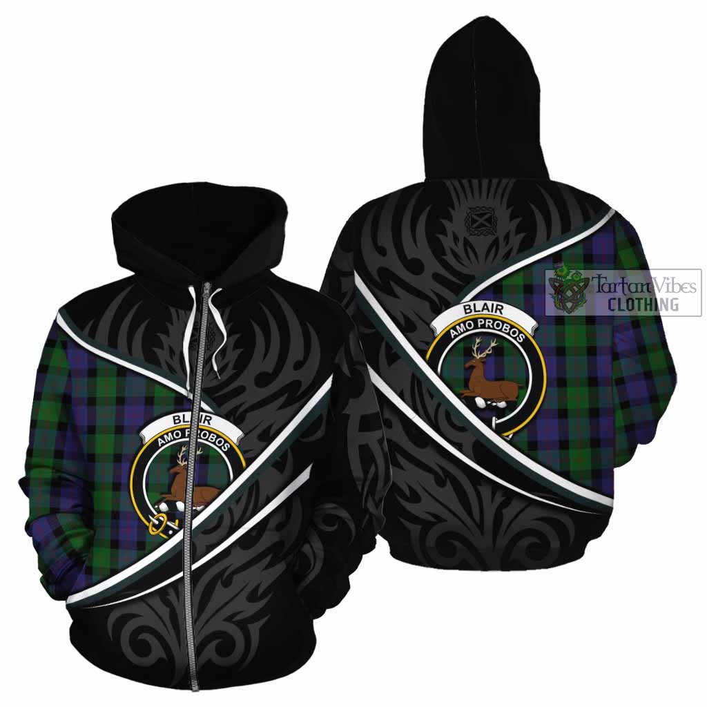 Blair Tartan Family Crest Cotton Hoodie Celtic Scottish Thistle Floral - Tartan Vibes Clothing