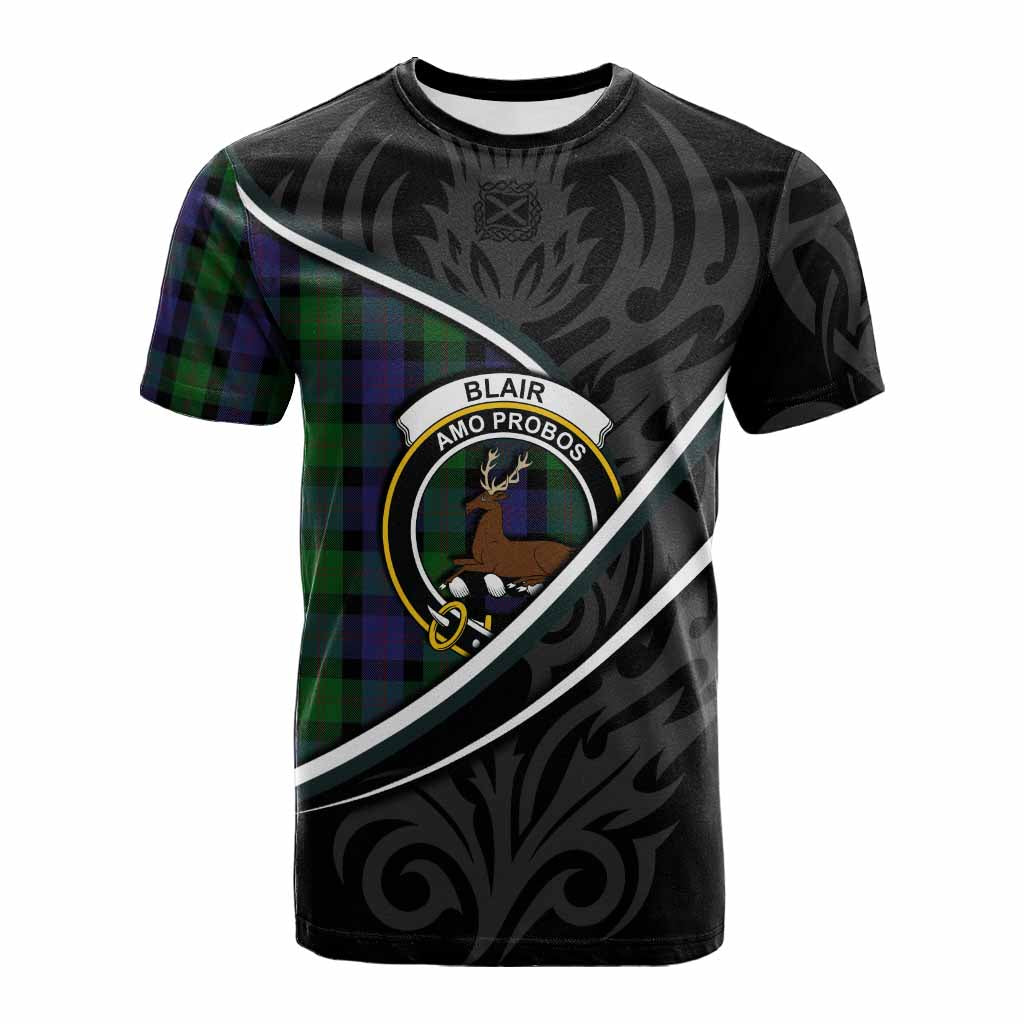 Blair Tartan Family Crest Cotton T-shirt Celtic Scottish Thistle Floral - Tartan Vibes Clothing